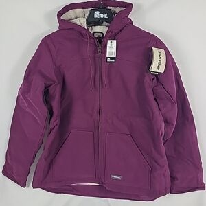 NEW Berne Jacket Women's Plum Purple Sherpa Lined Hooded Workwear Sz XL Tall